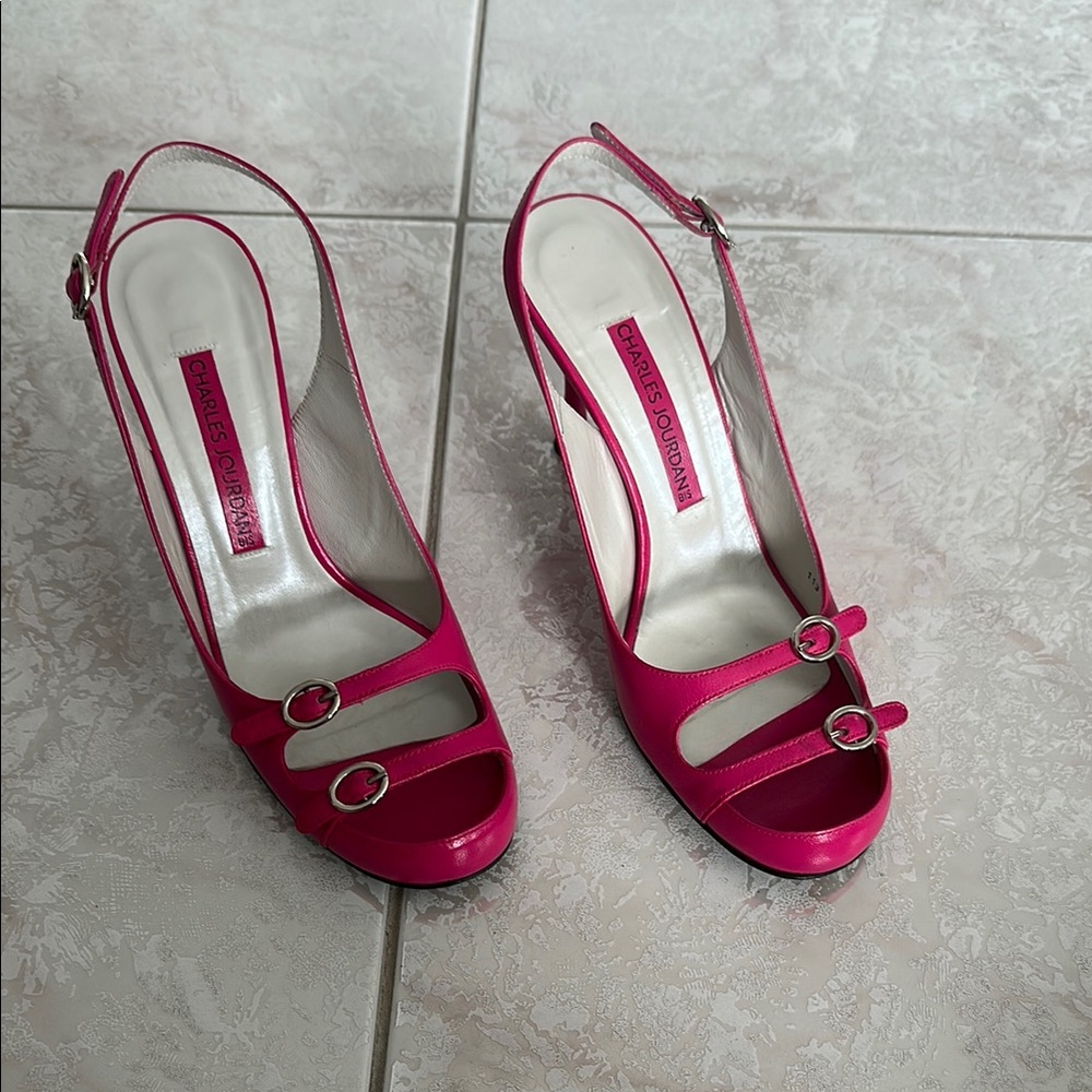 VINTAGE Charles Jourdan Pink Slingback Heels